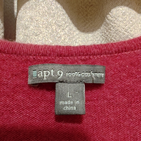 Apt. 9 Deep Pink Long Sleeve Top 100% Cashmere - Picture 4 of 10